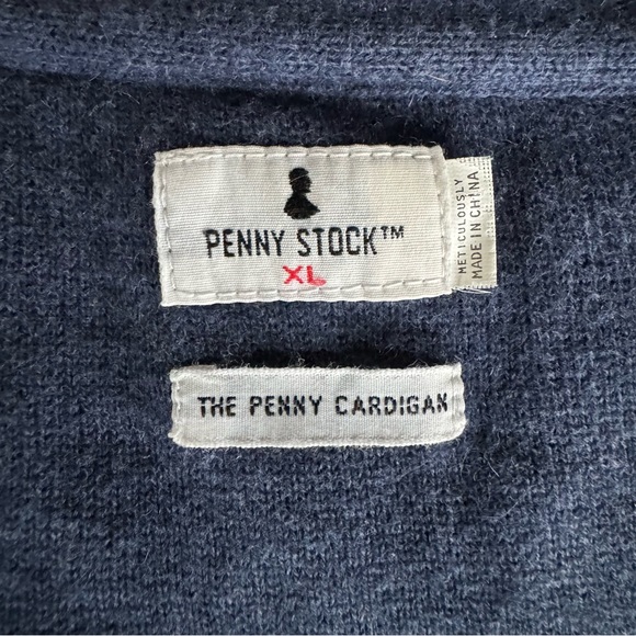 Men’s navy and brown academic cardigan by Penny Stock - Picture 4 of 7